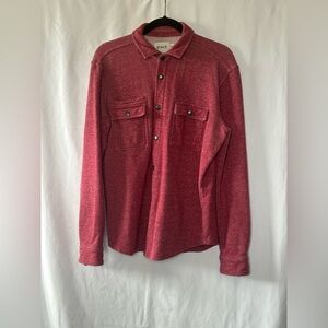 PACT Organic Cotton Snap Front Shirt Jacket Red Marl Mens Medium NWOT